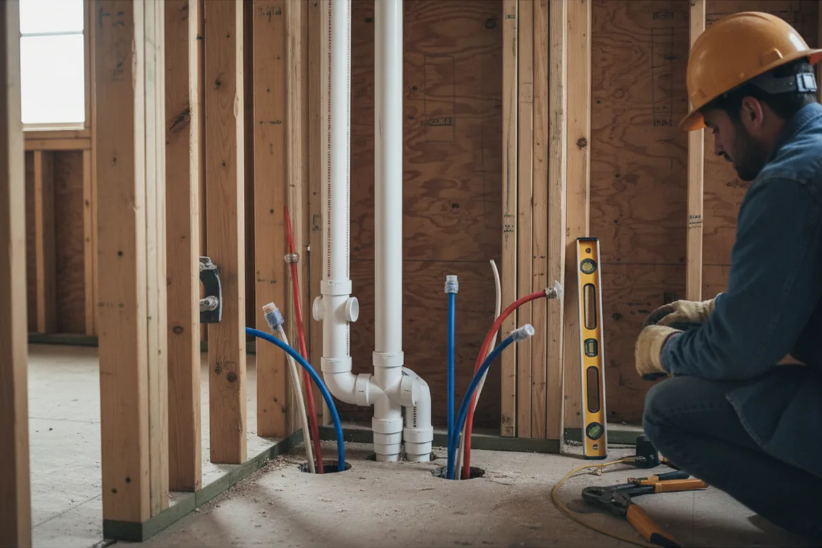 Drain and supply rough-in during Drain Cleaning in Riverview