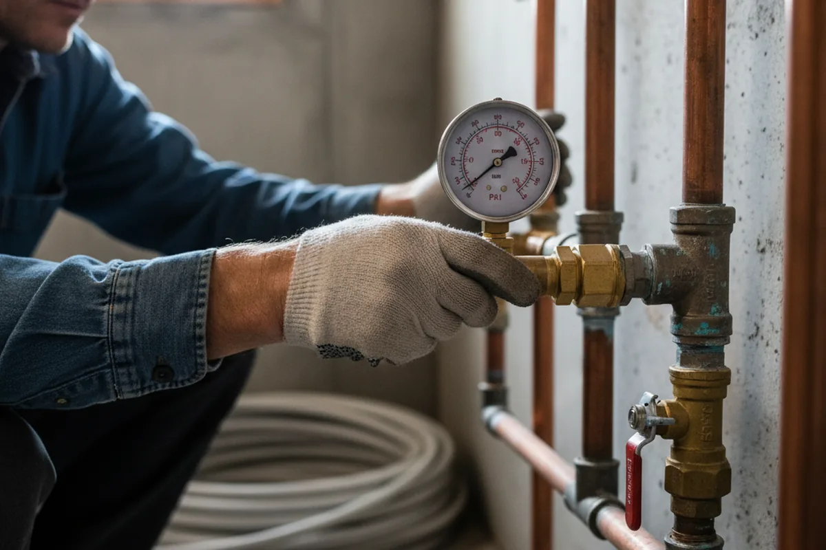 Pressure testing a repaired line during Water Line Repair in Riverview